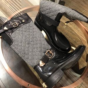 Black & Grey Posh Wellies Rain Boots